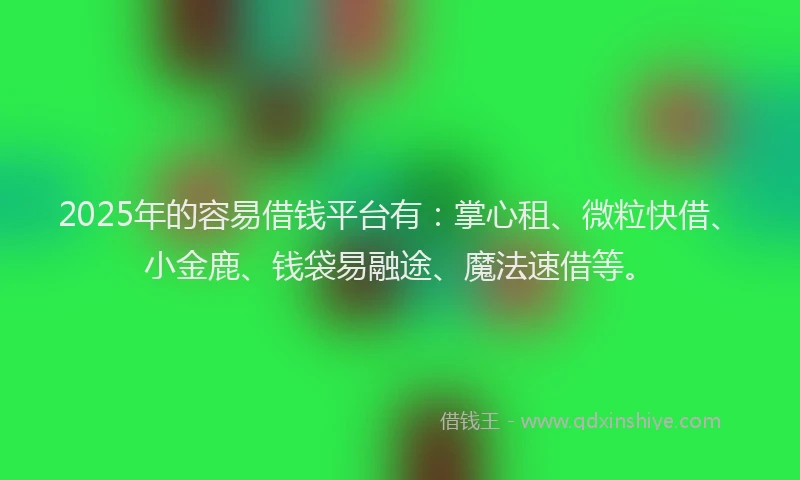 2025年的容易借钱平台有：掌心租、微粒快借、小金鹿、钱袋易融途、魔法速借等。