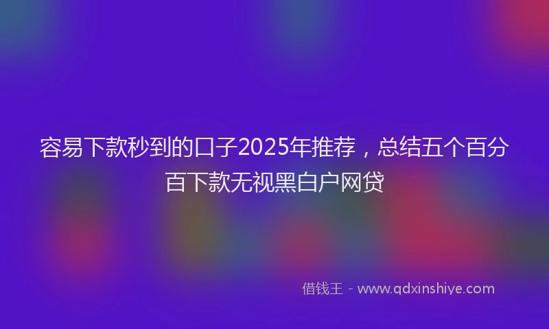 容易下款秒到的口子2025年推荐，总结五个百分百下款无视黑白户网贷