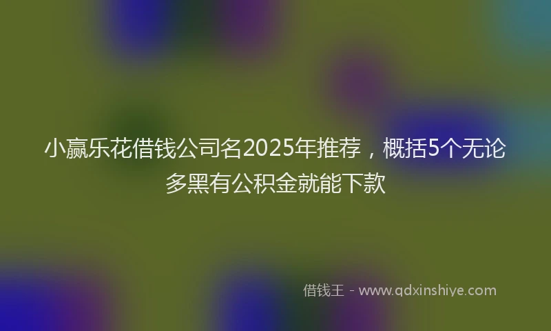 小赢乐花借钱公司名2025年推荐，概括5个无论多黑有公积金就能下款