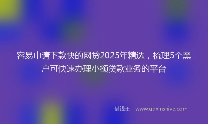 容易申请下款快的网贷2025年精选，梳理5个黑户可快速办理小额贷款业务的平台