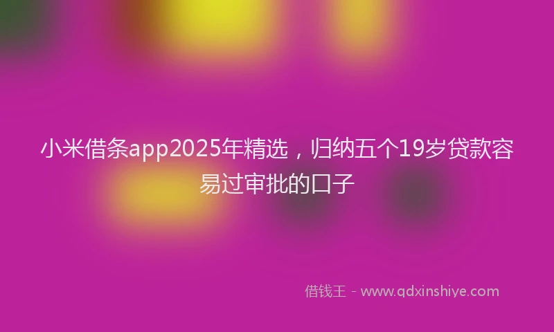 小米借条app2025年精选，归纳五个19岁贷款容易过审批的口子