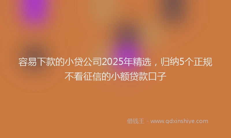 容易下款的小贷公司2025年精选，归纳5个正规不看征信的小额贷款口子