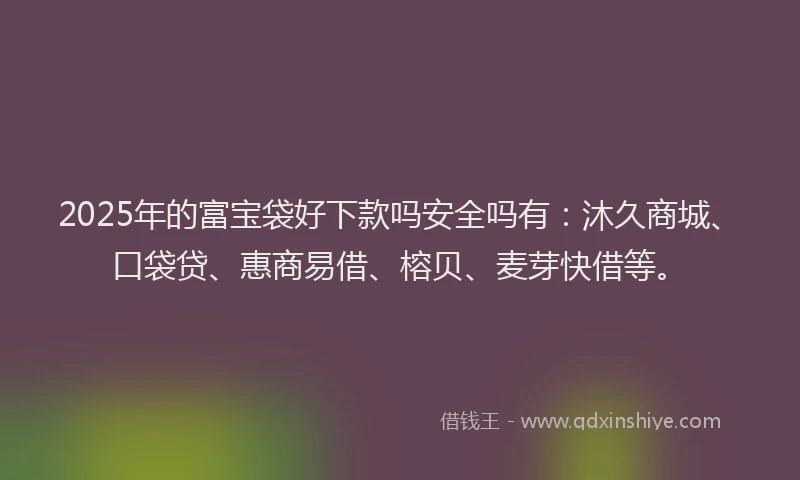 2025年的富宝袋好下款吗安全吗有：沐久商城、口袋贷、惠商易借、榕贝、麦芽快借等。
