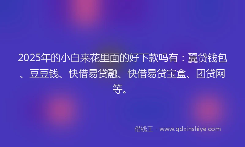 2025年的小白来花里面的好下款吗有：翼贷钱包、豆豆钱、快借易贷融、快借易贷宝盒、团贷网等。