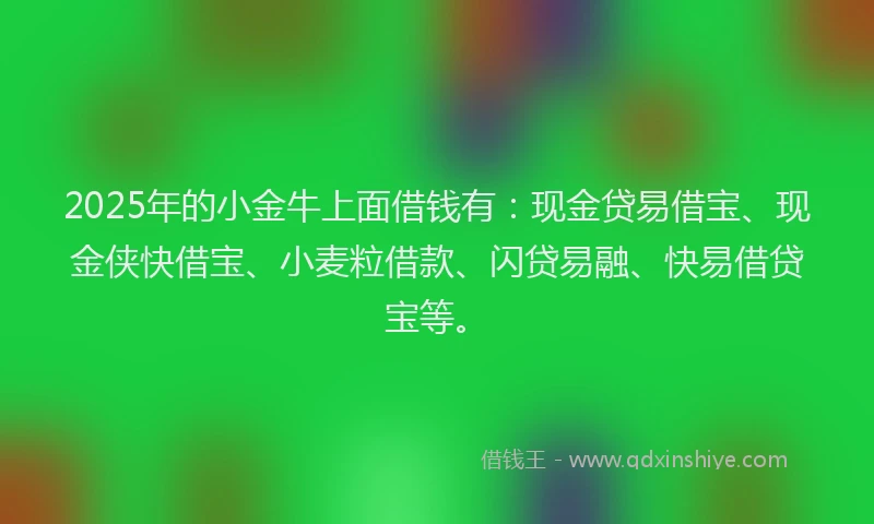 2025年的小金牛上面借钱有：现金贷易借宝、现金侠快借宝、小麦粒借款、闪贷易融、快易借贷宝等。
