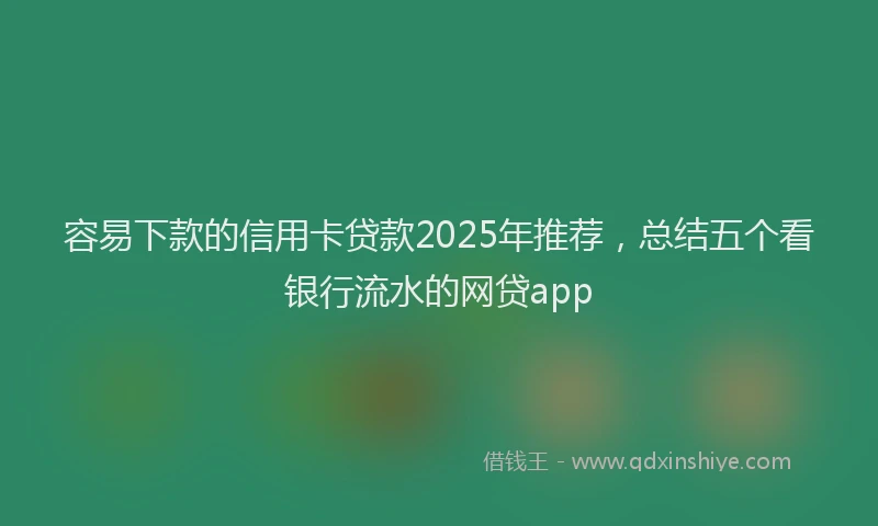 容易下款的信用卡贷款2025年推荐，总结五个看银行流水的网贷app