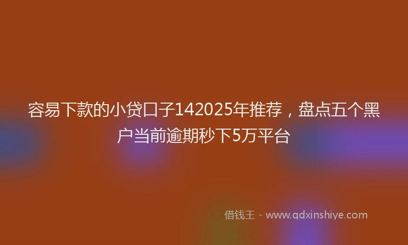 容易下款的小贷口子142025年推荐，盘点五个黑户当前逾期秒下5万平台