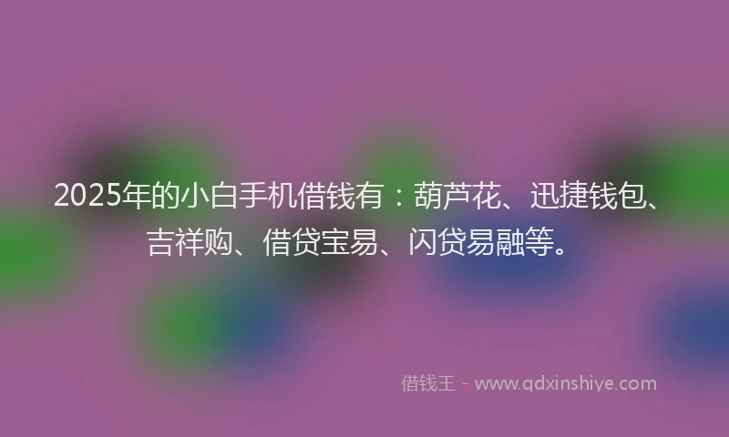 2025年的小白手机借钱有：葫芦花、迅捷钱包、吉祥购、借贷宝易、闪贷易融等。