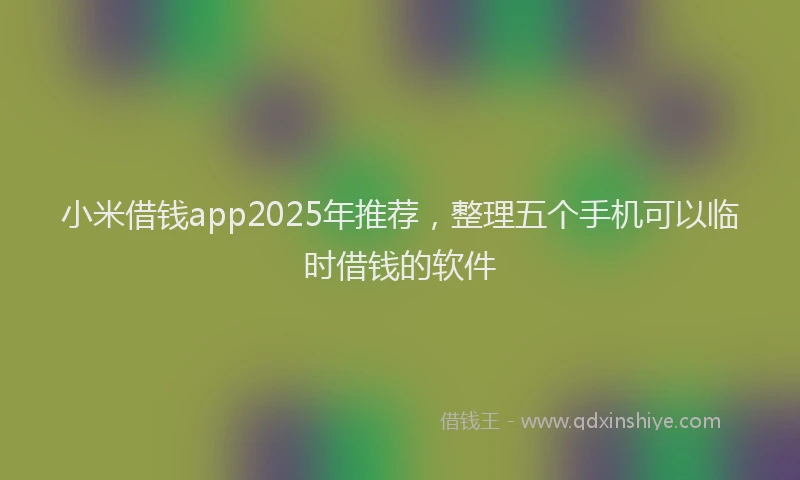小米借钱app2025年推荐，整理五个手机可以临时借钱的软件