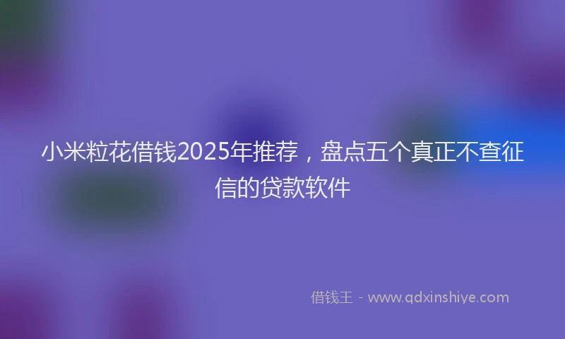 小米粒花借钱2025年推荐，盘点五个真正不查征信的贷款软件