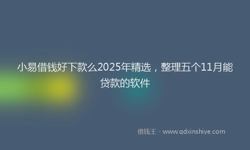 小易借钱好下款么2025年精选，整理五个11月能贷款的软件