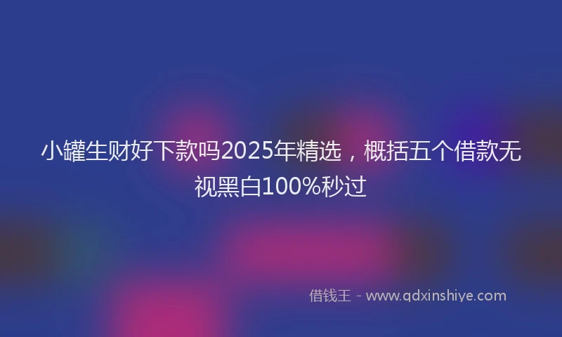 小罐生财好下款吗2025年精选，概括五个借款无视黑白100%秒过
