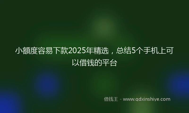 小額度容易下款2025年精选，总结5个手机上可以借钱的平台