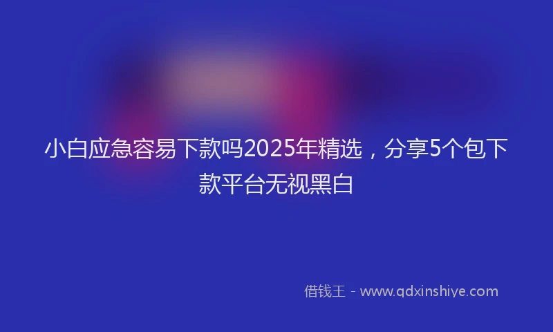 小白应急容易下款吗2025年精选，分享5个包下款平台无视黑白