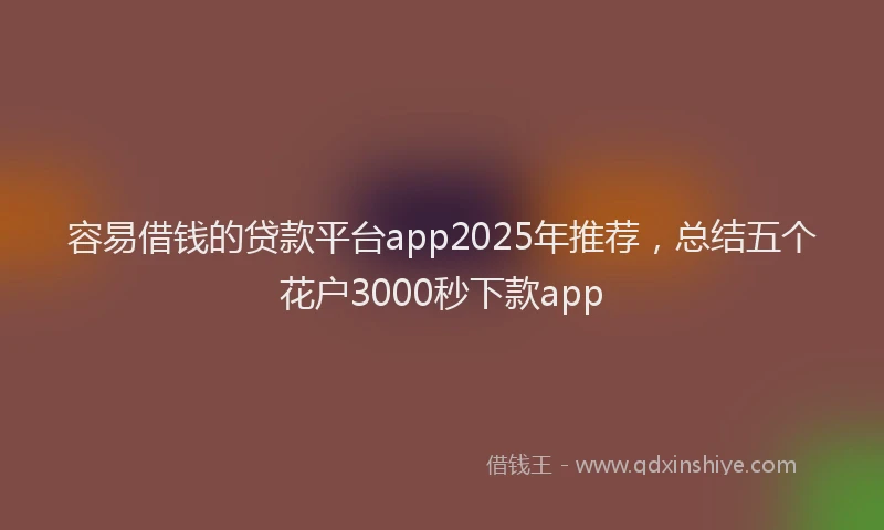 容易借钱的贷款平台app2025年推荐，总结五个花户3000秒下款app