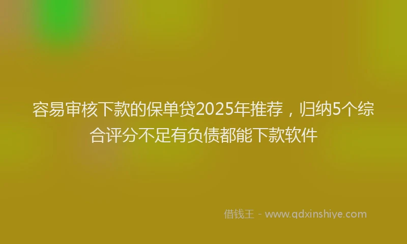 容易审核下款的保单贷2025年推荐，归纳5个综合评分不足有负债都能下款软件