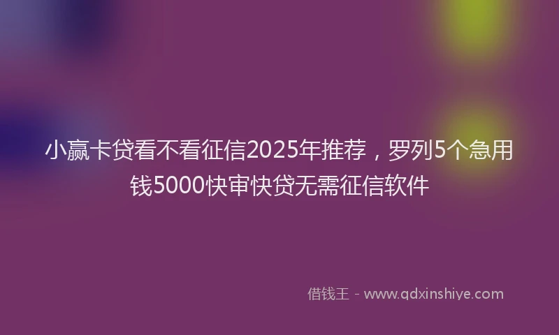 小赢卡贷看不看征信2025年推荐，罗列5个急用钱5000快审快贷无需征信软件