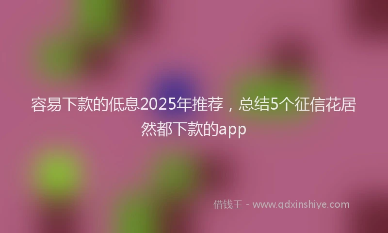容易下款的低息2025年推荐，总结5个征信花居然都下款的app