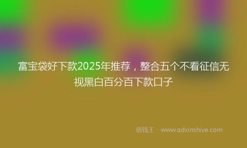 富宝袋好下款2025年推荐，整合五个不看征信无视黑白百分百下款口子