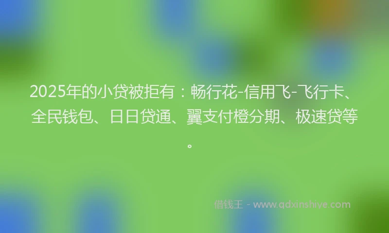 2025年的小贷被拒有：畅行花-信用飞-飞行卡、全民钱包、日日贷通、翼支付橙分期、极速贷等。