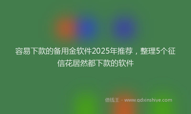 容易下款的备用金软件2025年推荐，整理5个征信花居然都下款的软件