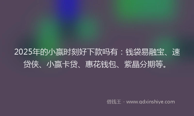 2025年的小赢时刻好下款吗有：钱袋易融宝、速贷侠、小赢卡贷、惠花钱包、紫晶分期等。