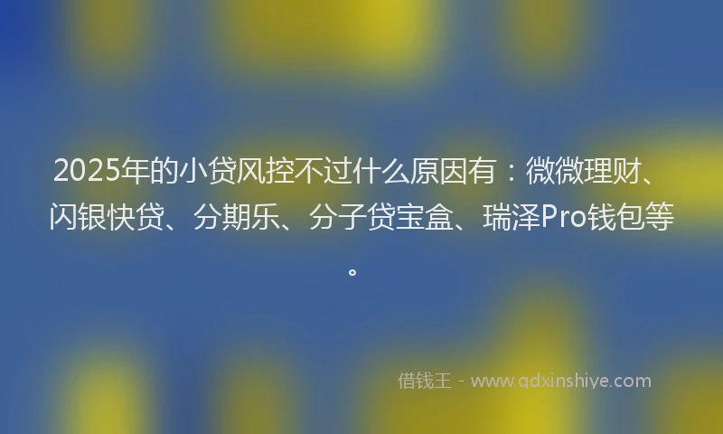 2025年的小贷风控不过什么原因有：微微理财、闪银快贷、分期乐、分子贷宝盒、瑞泽Pro钱包等。