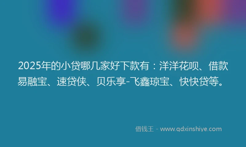 2025年的小贷哪几家好下款有：洋洋花呗、借款易融宝、速贷侠、贝乐享-飞鑫琼宝、快快贷等。