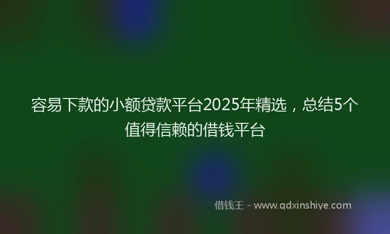 容易下款的小额贷款平台2025年精选，总结5个值得信赖的借钱平台