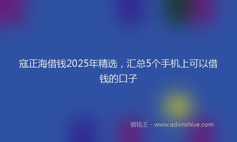 寇正海借钱2025年精选，汇总5个手机上可以借钱的口子