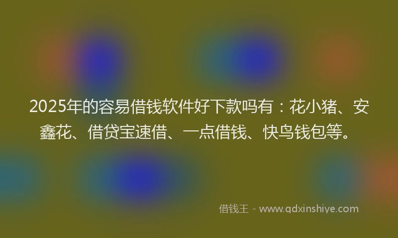 2025年的容易借钱软件好下款吗有：花小猪、安鑫花、借贷宝速借、一点借钱、快鸟钱包等。