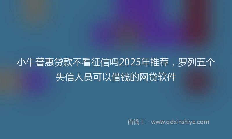 小牛普惠贷款不看征信吗2025年推荐，罗列五个失信人员可以借钱的网贷软件