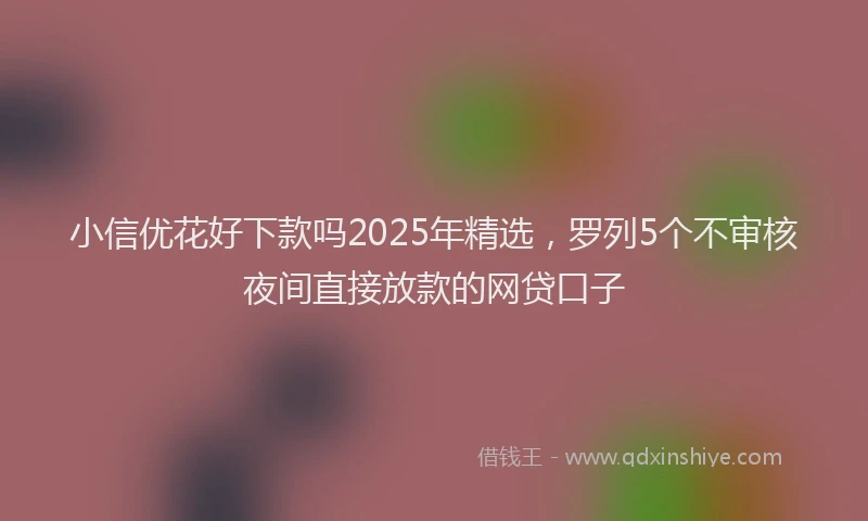 小信优花好下款吗2025年精选，罗列5个不审核夜间直接放款的网贷口子