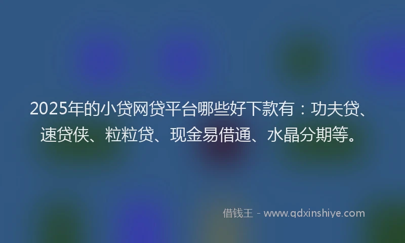 2025年的小贷网贷平台哪些好下款有：功夫贷、速贷侠、粒粒贷、现金易借通、水晶分期等。