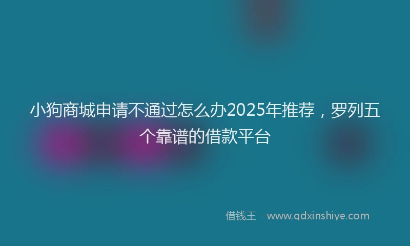 小狗商城申请不通过怎么办2025年推荐，罗列五个靠谱的借款平台