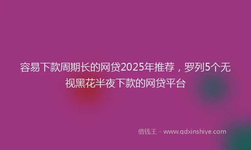 容易下款周期长的网贷2025年推荐，罗列5个无视黑花半夜下款的网贷平台