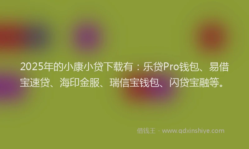 2025年的小康小贷下载有：乐贷Pro钱包、易借宝速贷、海印金服、瑞信宝钱包、闪贷宝融等。