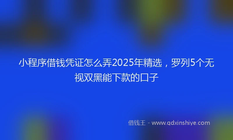 小程序借钱凭证怎么弄2025年精选，罗列5个无视双黑能下款的口子