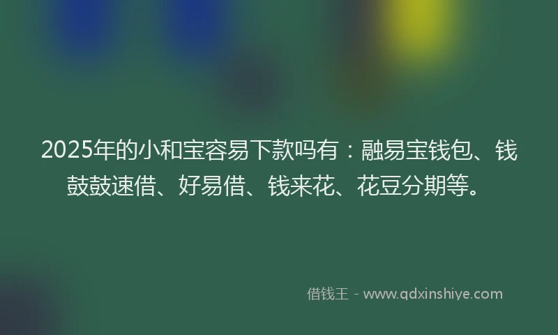 2025年的小和宝容易下款吗有：融易宝钱包、钱鼓鼓速借、好易借、钱来花、花豆分期等。