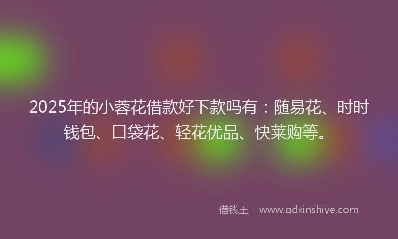 2025年的小蓉花借款好下款吗有：随易花、时时钱包、口袋花、轻花优品、快莱购等。