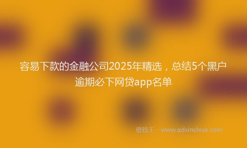 容易下款的金融公司2025年精选，总结5个黑户逾期必下网贷app名单