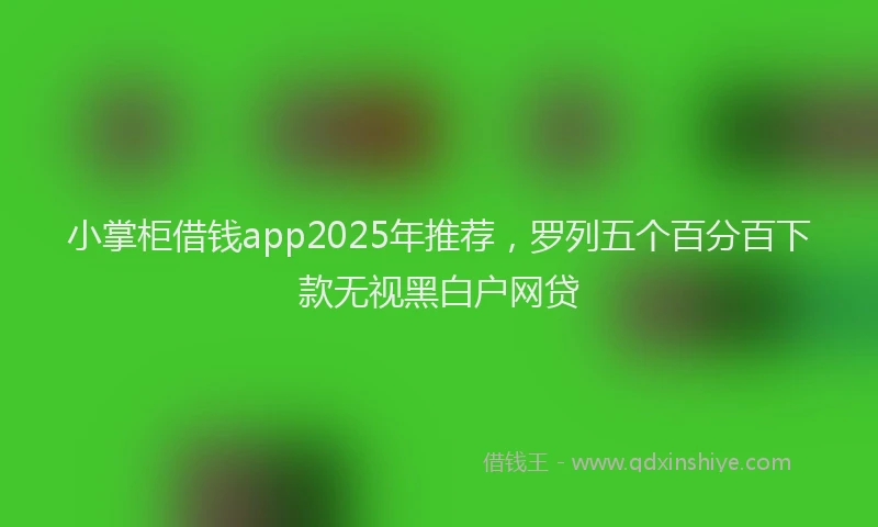 小掌柜借钱app2025年推荐，罗列五个百分百下款无视黑白户网贷