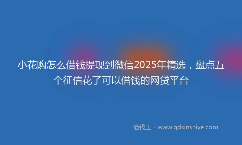 小花购怎么借钱提现到微信2025年精选，盘点五个征信花了可以借钱的网贷平台