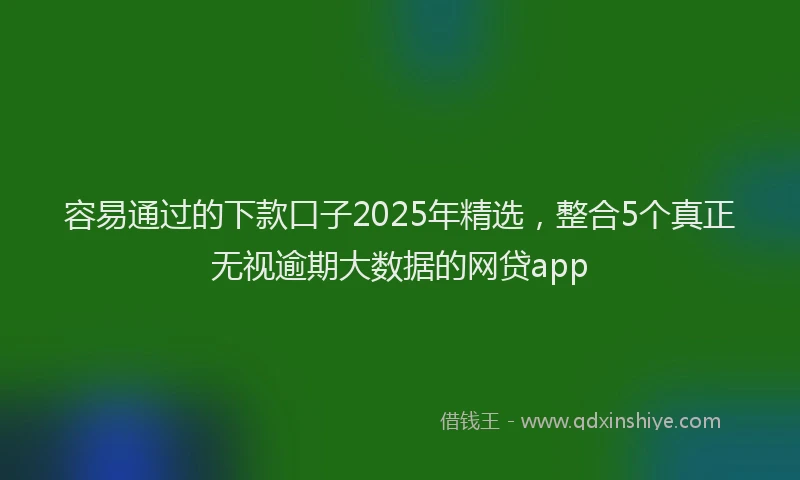 容易通过的下款口子2025年精选，整合5个真正无视逾期大数据的网贷app