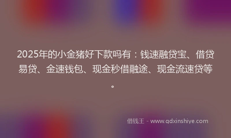 2025年的小金猪好下款吗有：钱速融贷宝、借贷易贷、金速钱包、现金秒借融途、现金流速贷等。