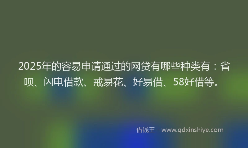 2025年的容易申请通过的网贷有哪些种类有：省呗、闪电借款、戒易花、好易借、58好借等。