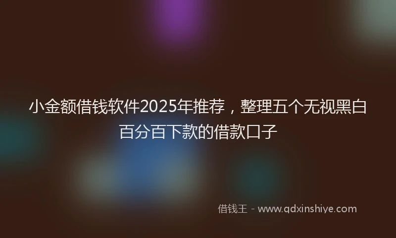 小金额借钱软件2025年推荐，整理五个无视黑白百分百下款的借款口子