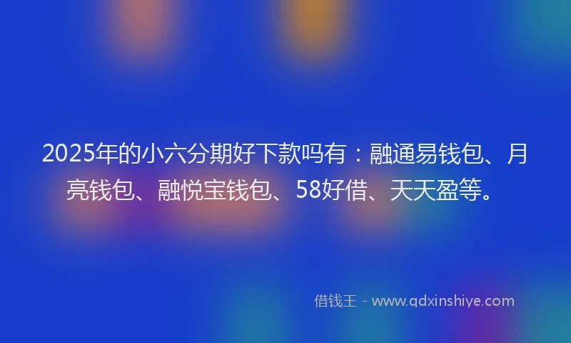 2025年的小六分期好下款吗有：融通易钱包、月亮钱包、融悦宝钱包、58好借、天天盈等。