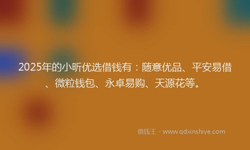 2025年的小昕优选借钱有：随意优品、平安易借、微粒钱包、永卓易购、天源花等。