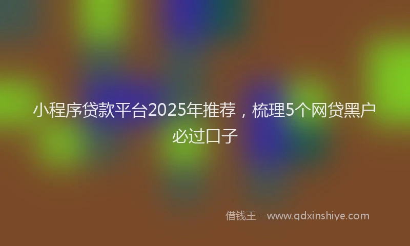 小程序贷款平台2025年推荐，梳理5个网贷黑户必过口子